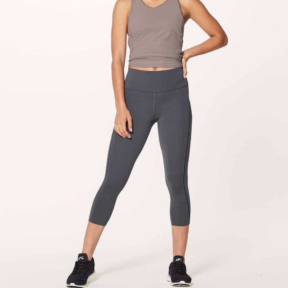 LULULEMON Chase Me Crop Leggings Dark Carbon Black 6